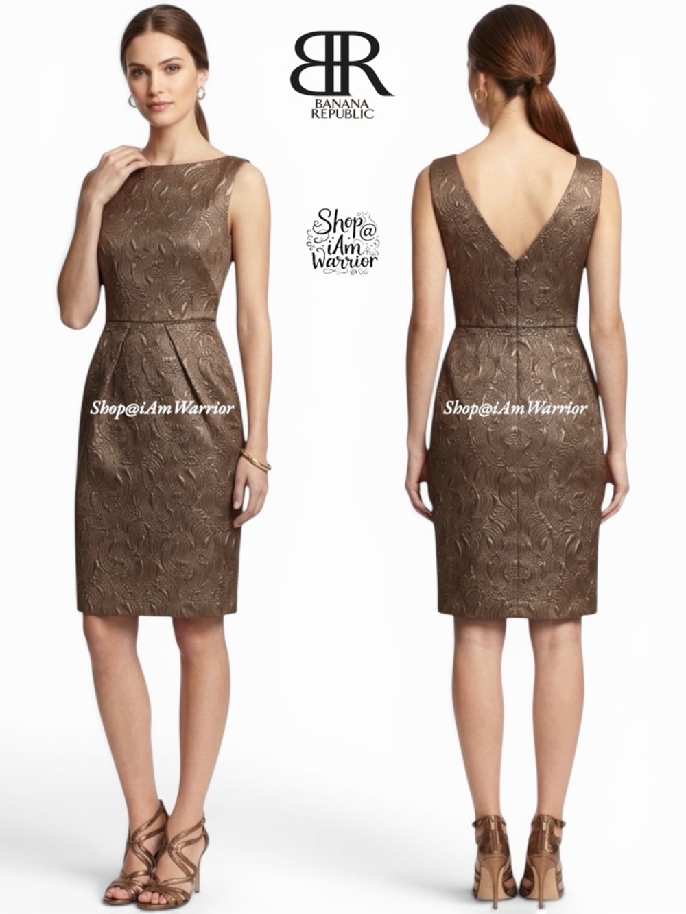 Banana Republic NWOT brocade bronze sheath dress *shop@iamwarrior